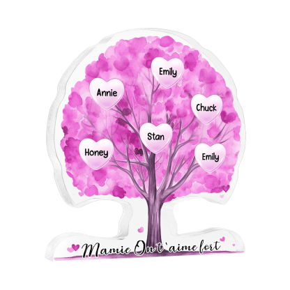 À Mamie - Plaque Acrylique en Forme d'Arbre de Vie Personnalisé avec 6 Prénoms et Texte Cadeau pour Famille | Jessemade