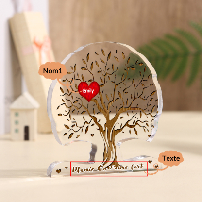 À Mamie - Plaque Acrylique en Forme d'Arbre de Vie Prénom Personnalisé avec Texte Cadeau Famille | Jessemade