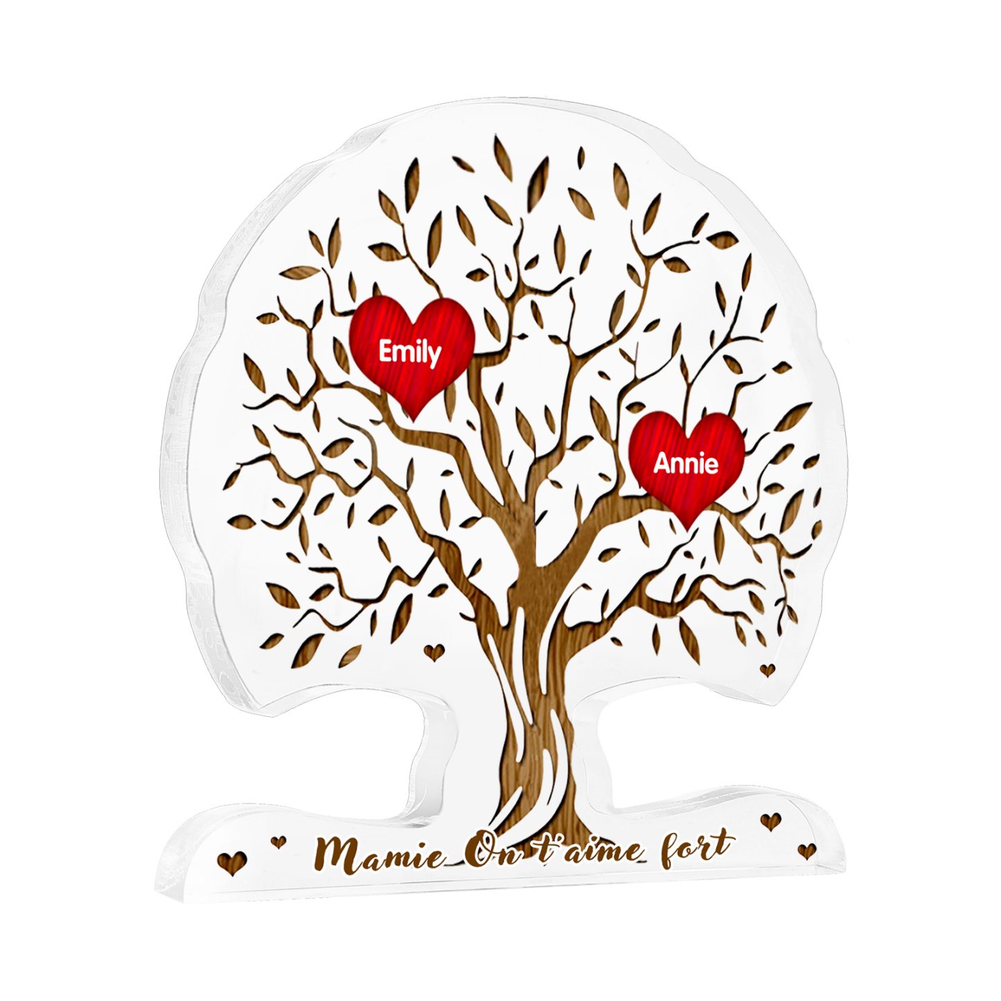 À Mamie - Plaque Acrylique en Forme d'Arbre de Vie 2 Prénoms Personnalisés avec Texte Cadeau Famille | Jessemade
