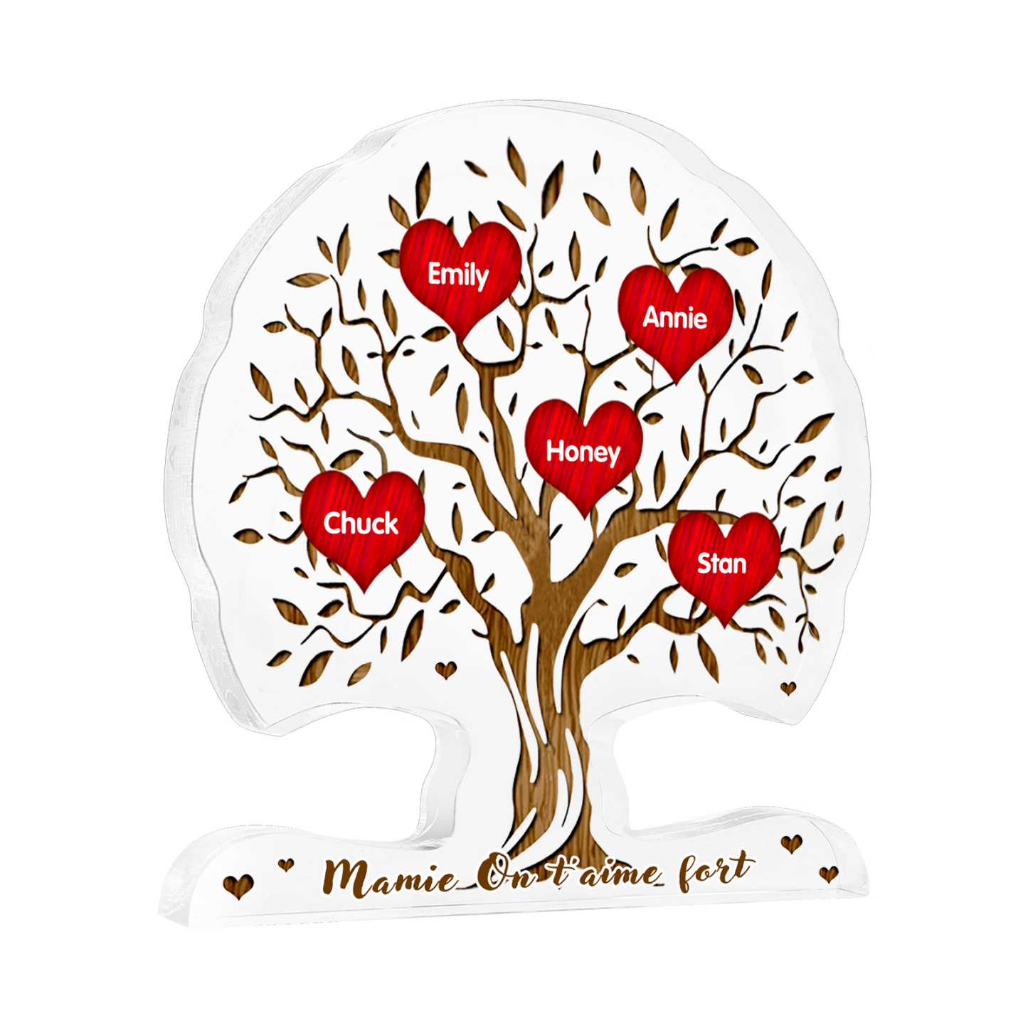 À Mamie - Plaque Acrylique en Forme d'Arbre de Vie 5 Prénoms Personnalisés avec Texte Cadeau Famille | Jessemade
