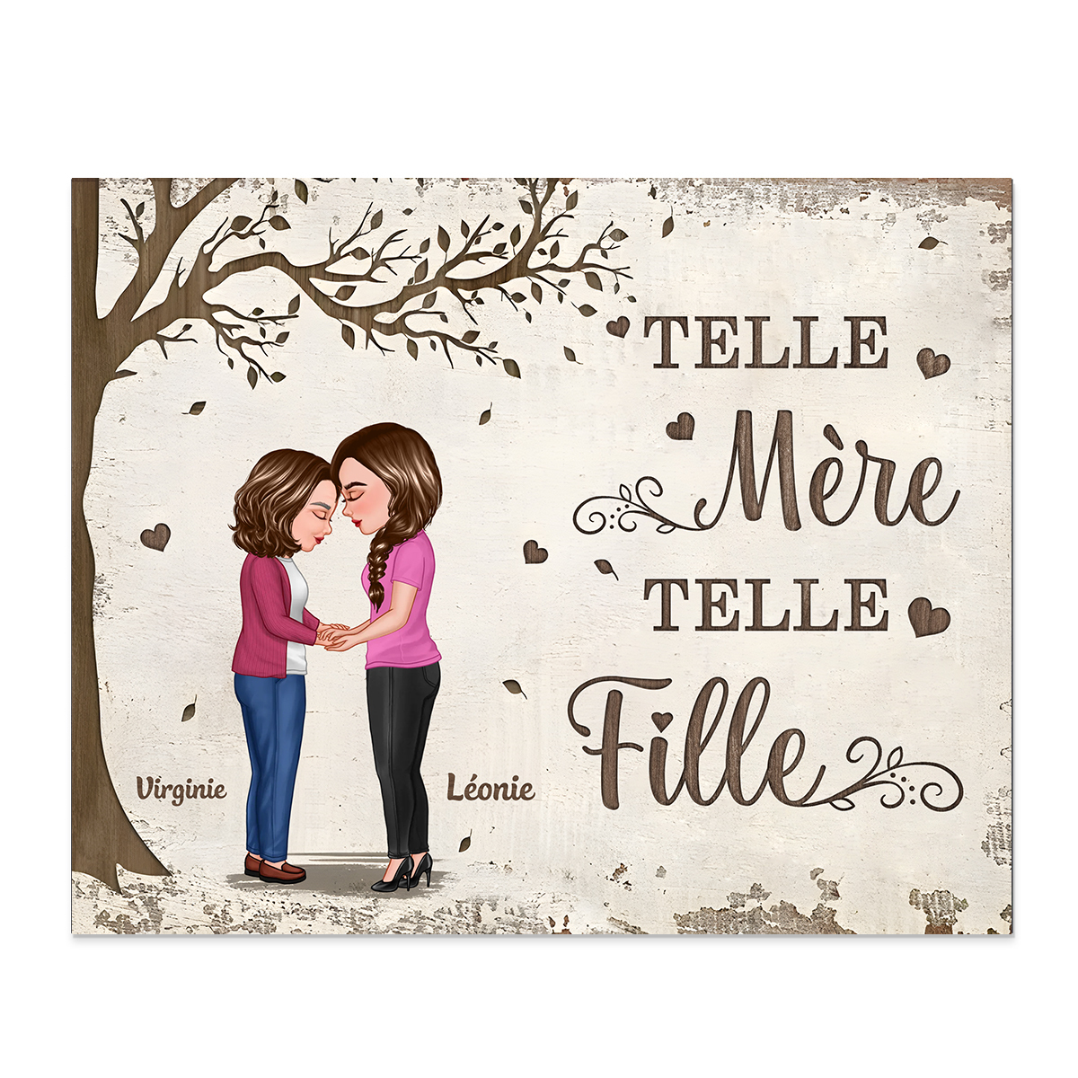 À Mamie - Cadre en Bois Prénoms Personnalisés avec Illustrations Cadeau pour Mamie | Jessemade