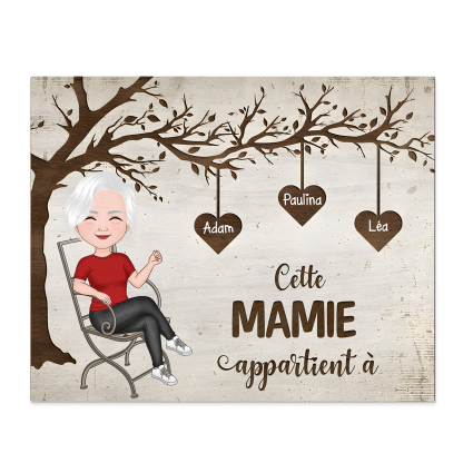 À Mamie - Cadre en Bois 1-8 Prénoms Personnalisés avec Illustrations Cadeau Pour Mamie | Jessemade