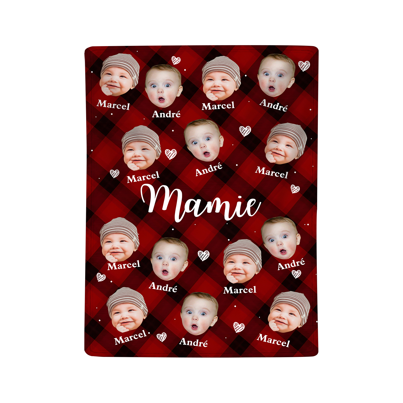 À Mamie - Plaid en flanelle 1-5 Prénoms Personnalisés avec Photos des Enfants Couverture Personnalisé pour Mamie | Jessemade