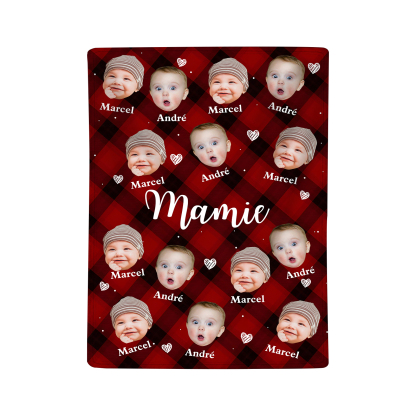 À Mamie - Plaid en flanelle 1-5 Prénoms Personnalisés avec Photos des Enfants Couverture Personnalisé pour Mamie | Jessemade