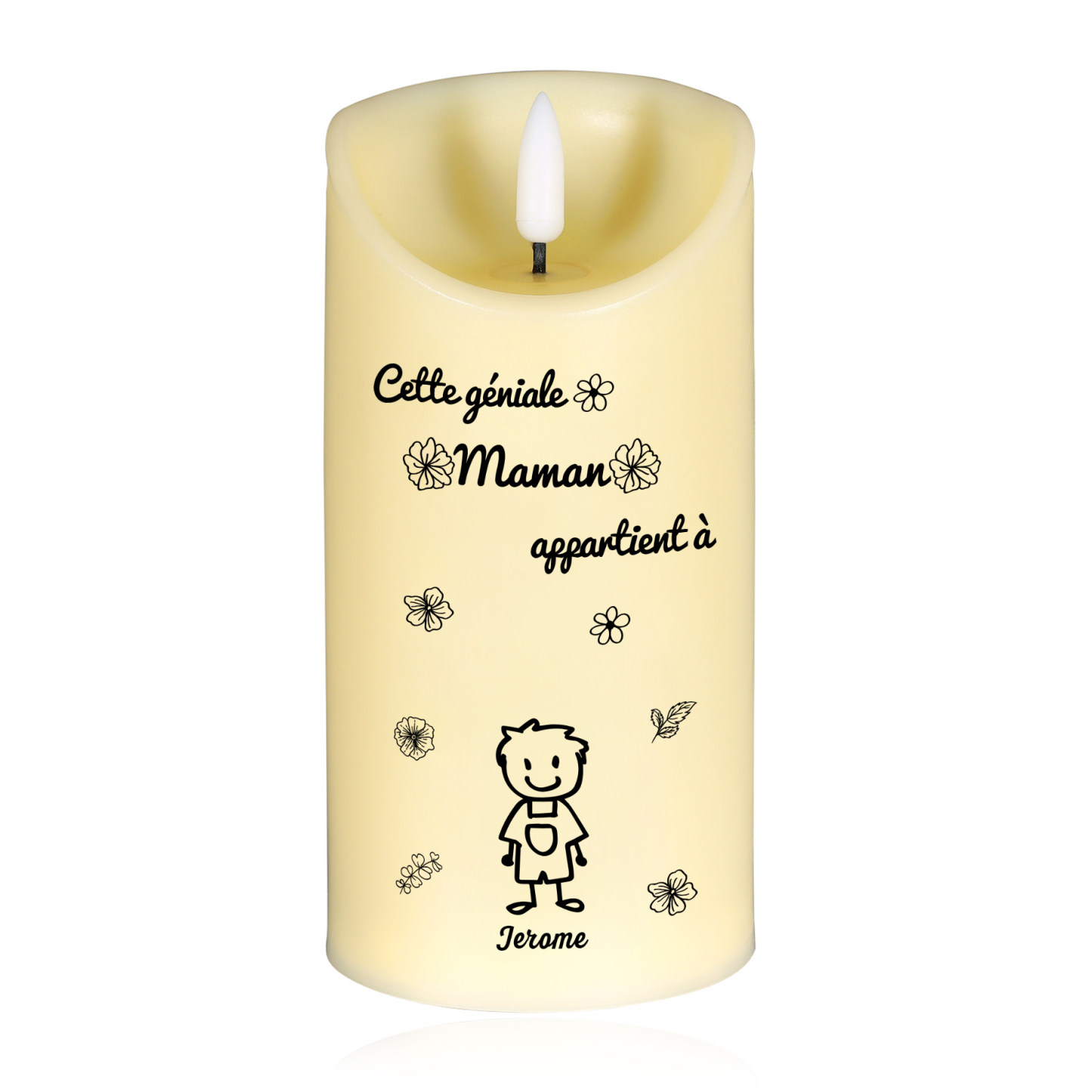 À Maman - Bougie Électronique Personnalisée avec 1Prénom et 1 dessin Bougie LED Avec Coffret pour Maman | Jessemade
