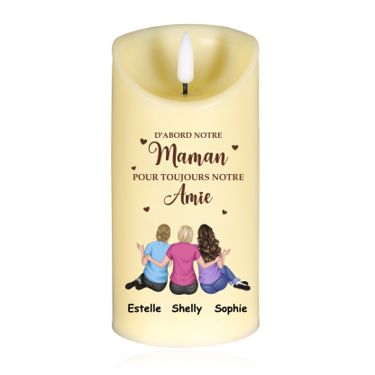 À ma Maman - Bougie Électronique Personnalisée avec 2-4 Prénoms et Texte LED Lumières pour Maman | Jessemade