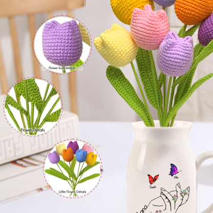 Bouquet de Fleurs au Crochet Fait Main – Roses, Tulipes ou Œillets en Fil Doux | Jessemade