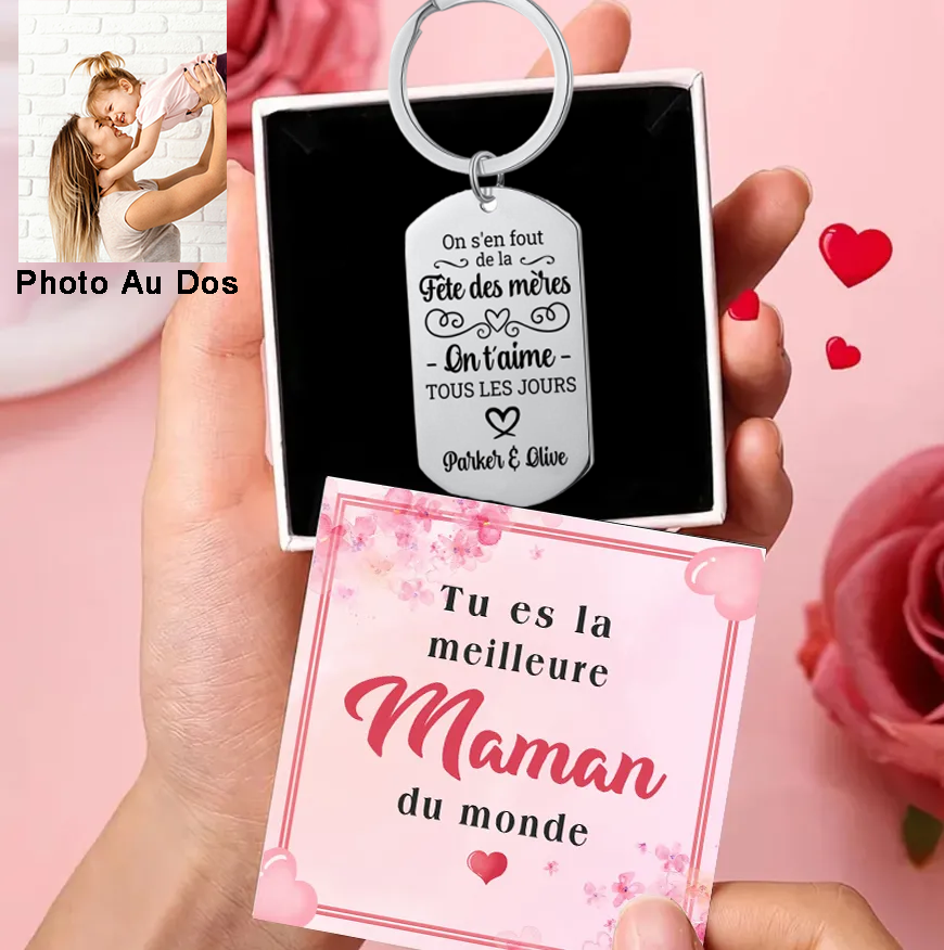 Porte-clés personnalisé avec photo et texte – Cadeau unique pour maman | Jessemade