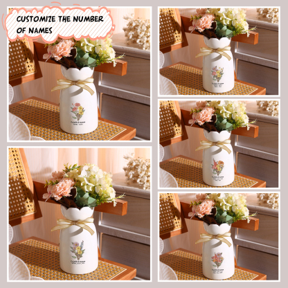 À Maman/Mamie - Vase Personnalisés avec 2-6 Prénoms et 1 Texte Vase bouquet en Céramique (sans fleurs) | Jessemade