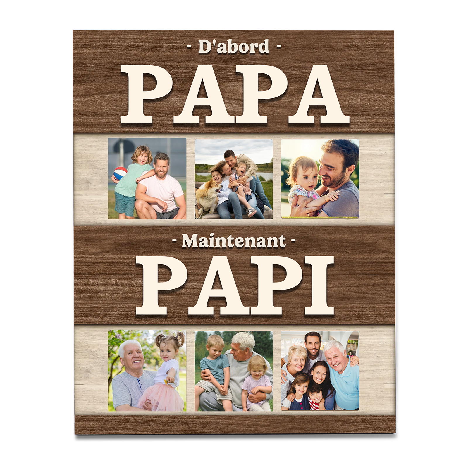 À mon Papa/Papi-Cadre Photo en Bois Personnalisés avec 6 Photos