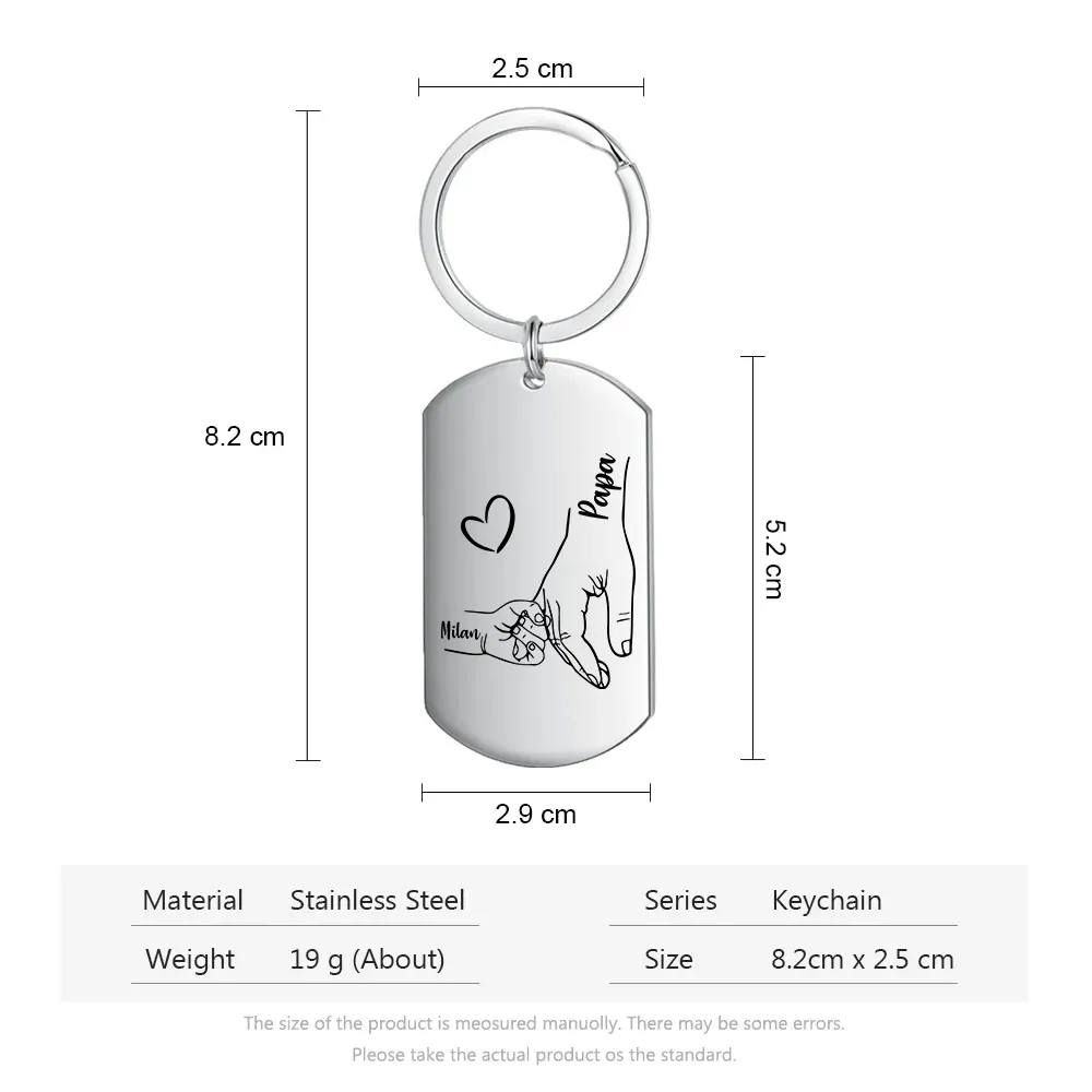 À mon Papa-Porte-Clés Personnalisé avec avec 1 à 5 Prénoms, 1 Texte et 1 Photo | Jessemade