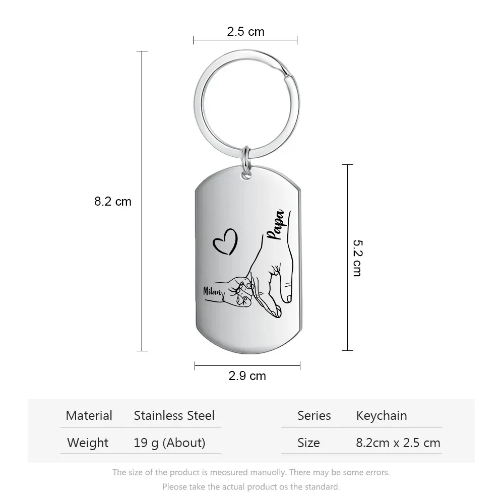 À mon Papa-Porte-Clés Personnalisé avec avec 1 à 5 Prénoms, 1 Texte et 1 Photo | Jessemade