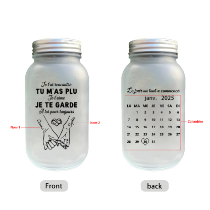 Bouteille Lumineuse Personnalisé – Bocal lumineux Solaire Couple « promesse du petit doigt »