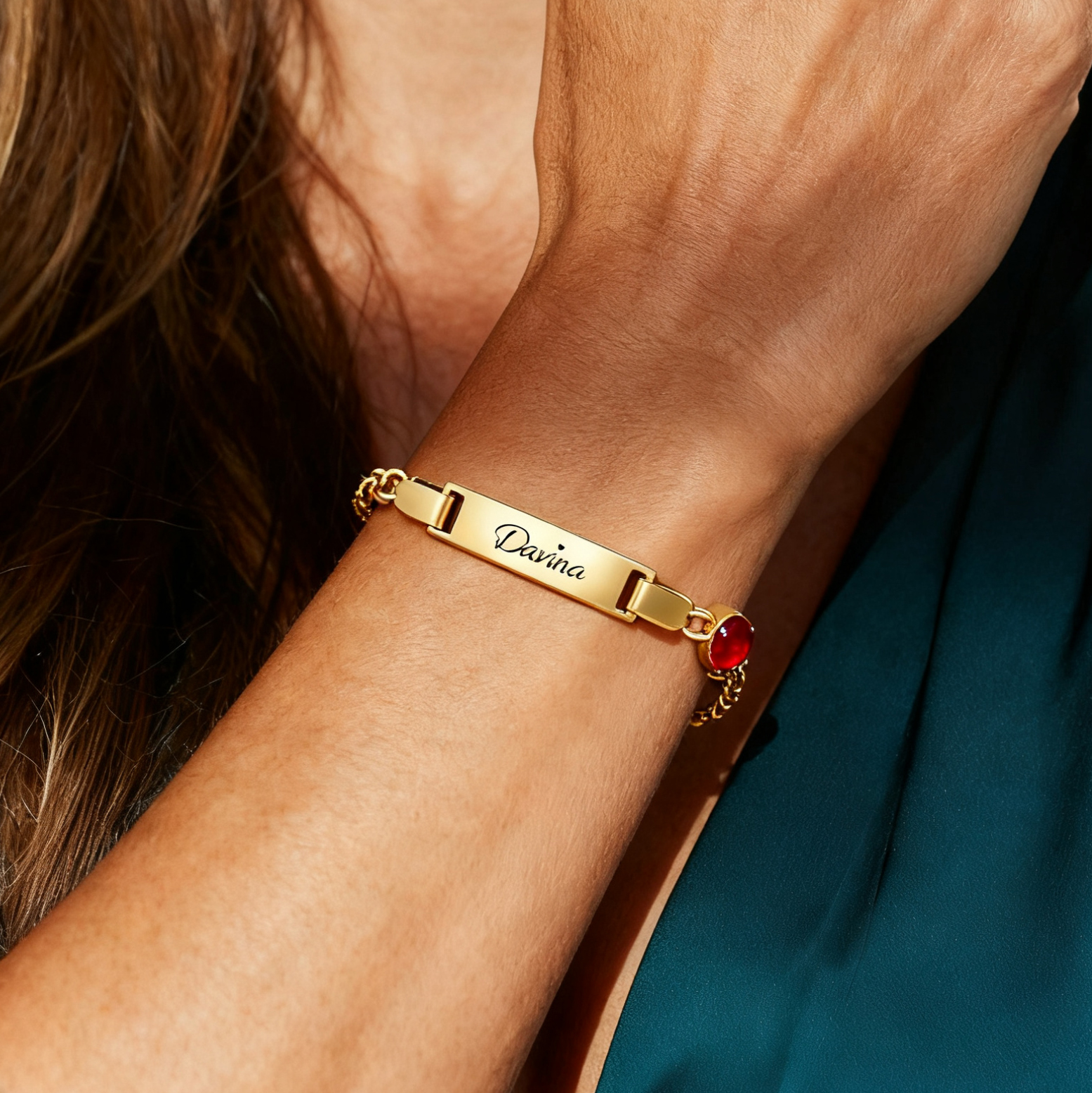 Bracelet/cheville Gourmette bébé enfant 1 Prénom Personnalisés Bracelet Pierre De Naissance｜Jessemade