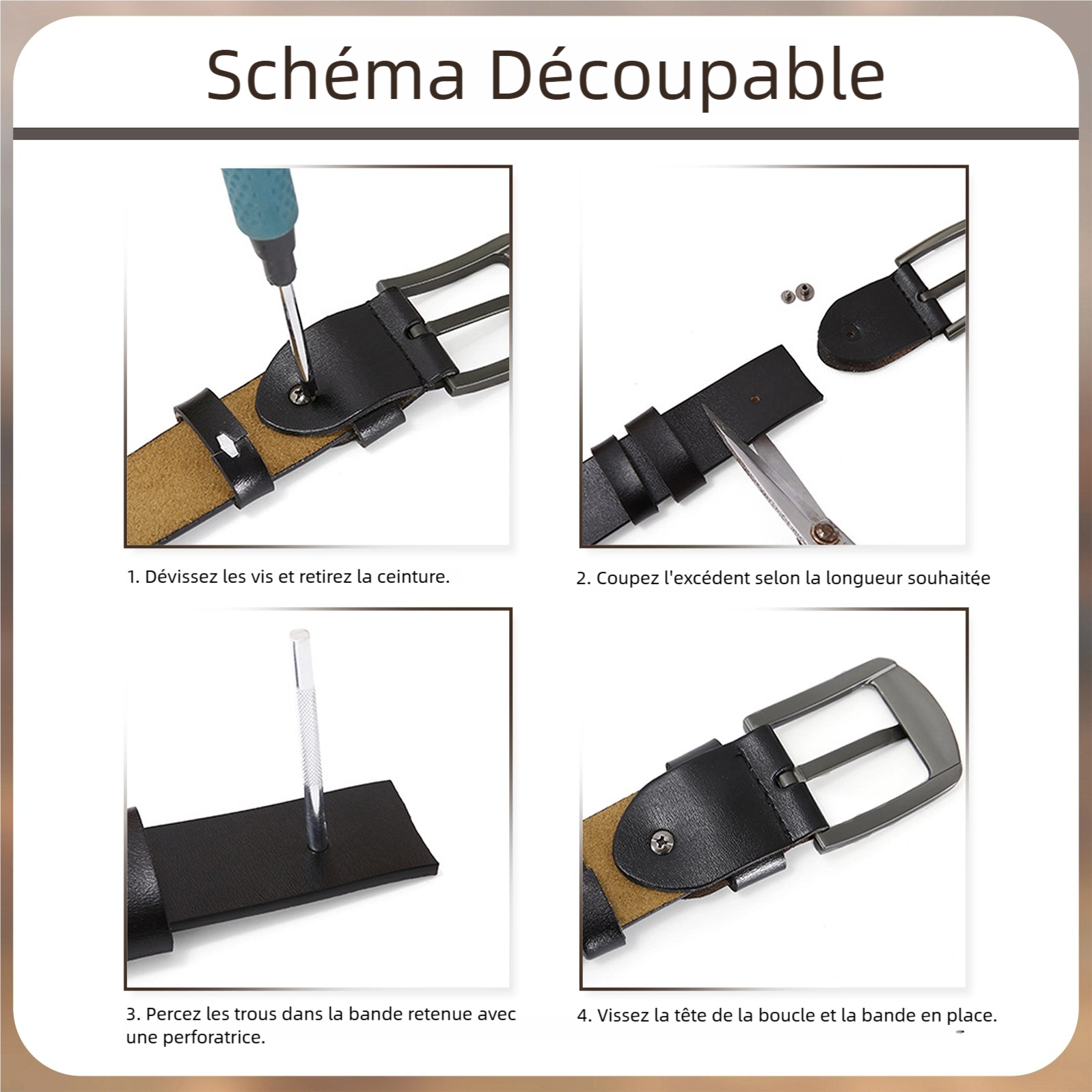 Ceinture en cuir Personnalisée – Personnalisez avec 2-12 Prénoms d'enfants et Poings, Cadeau pour Papa ou Grand-Père | Jessemade