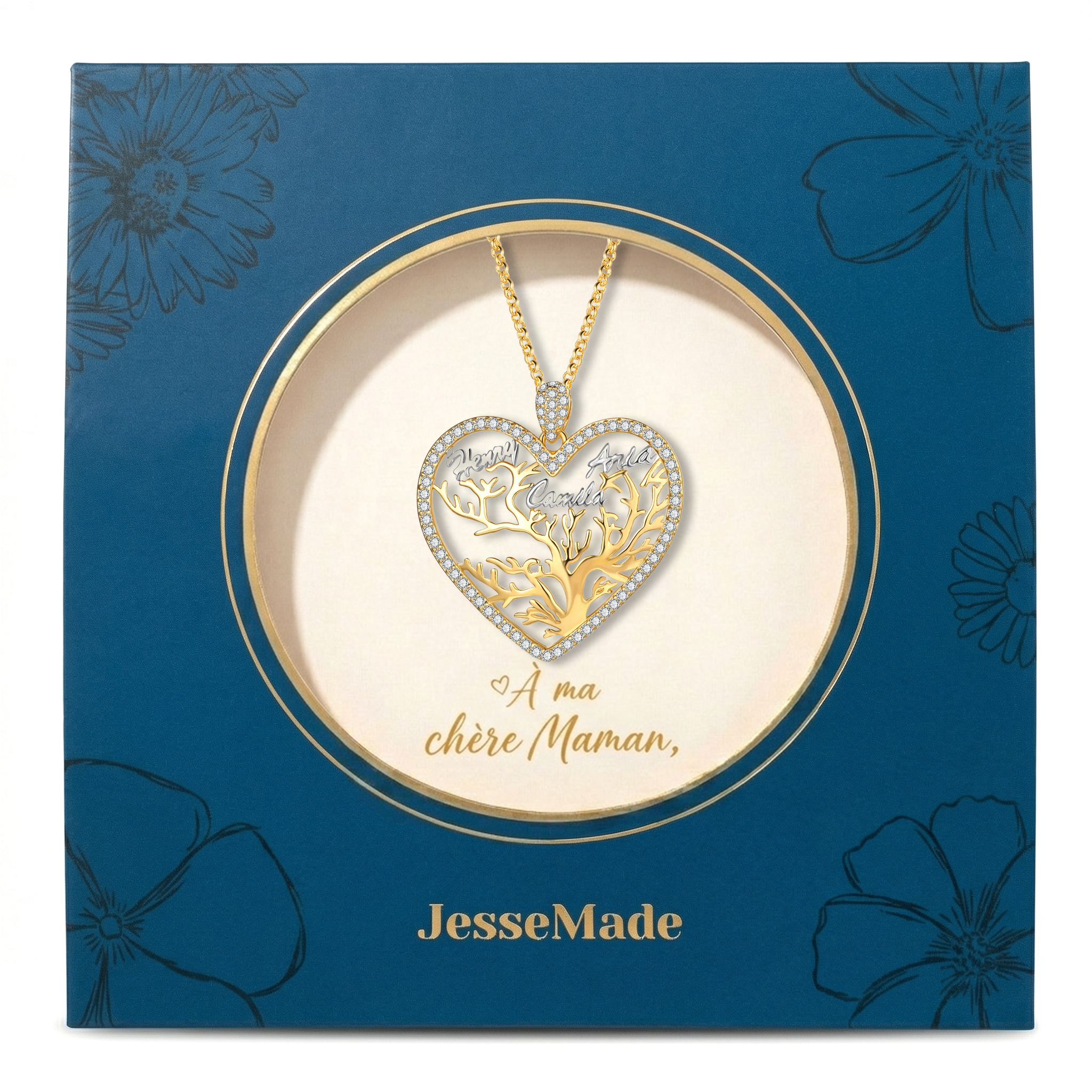 À Ma Maman - Collier Pendentif Arbre de vie Arbre généalogique 1-6 prénoms | Jessemade