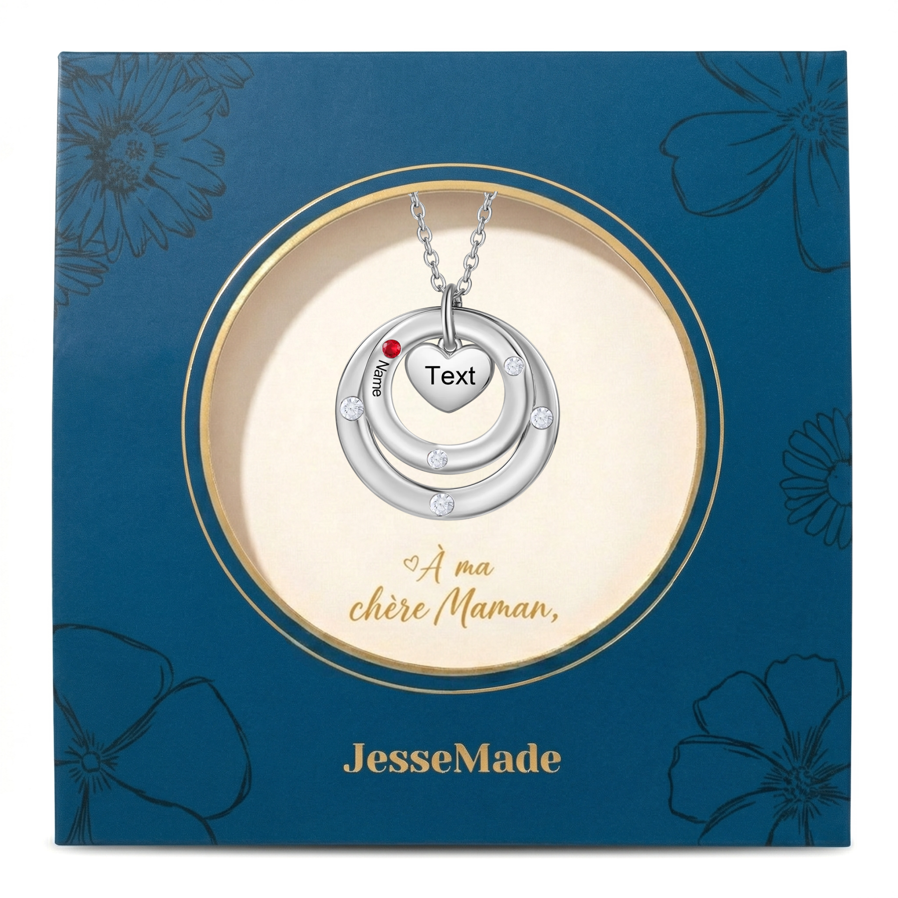 Collier Personnalisé avec 1-7 Prénoms et Pierres de Naissance Collier Personnalisable pour Femme｜Jessemade