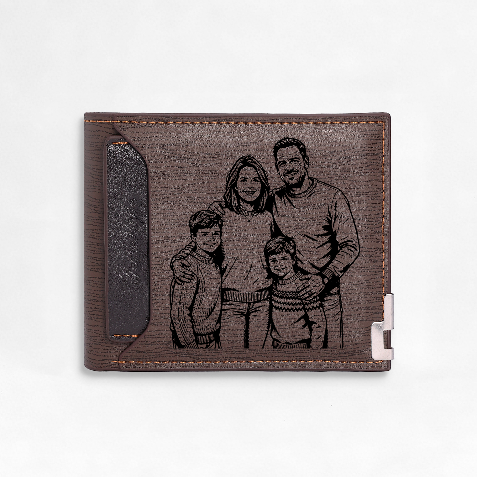 Portefeuille 1 Prénom Personnalisé avec Photo et Lettre Classique Homme Cadeau Saint-Valentin pour Homme | Jessemade