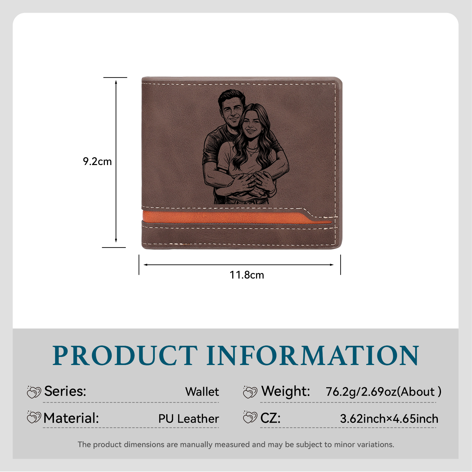 Portefeuille Personnalisé avec Photo Prénom et Lettre Porte-Monnaie Carte en Cuir PU Classique pour Homme | Jessemade
