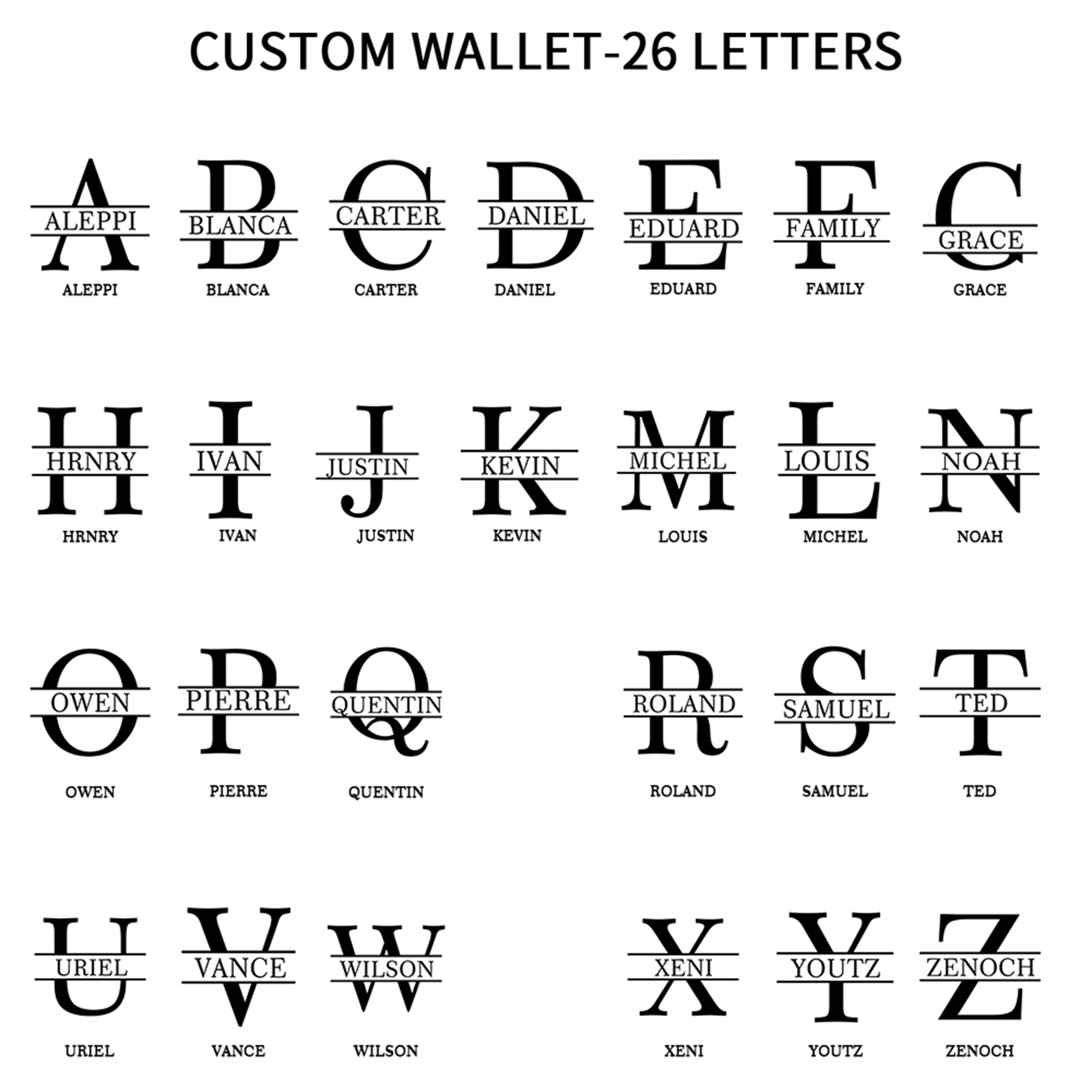 Portefeuille 1 Prénom Personnalisé avec Photo et Lettre Classique Homme Porte-Monnaie Carte Brun | Jessemade