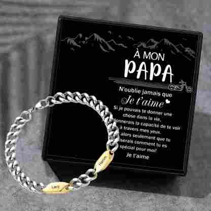 Bracelet Homme Personnalisé Gourmette en Acier Inoxydable avec 1 à 5 Prénoms Gravés – Cadeau Unique pour Papa, Mari ou Famille