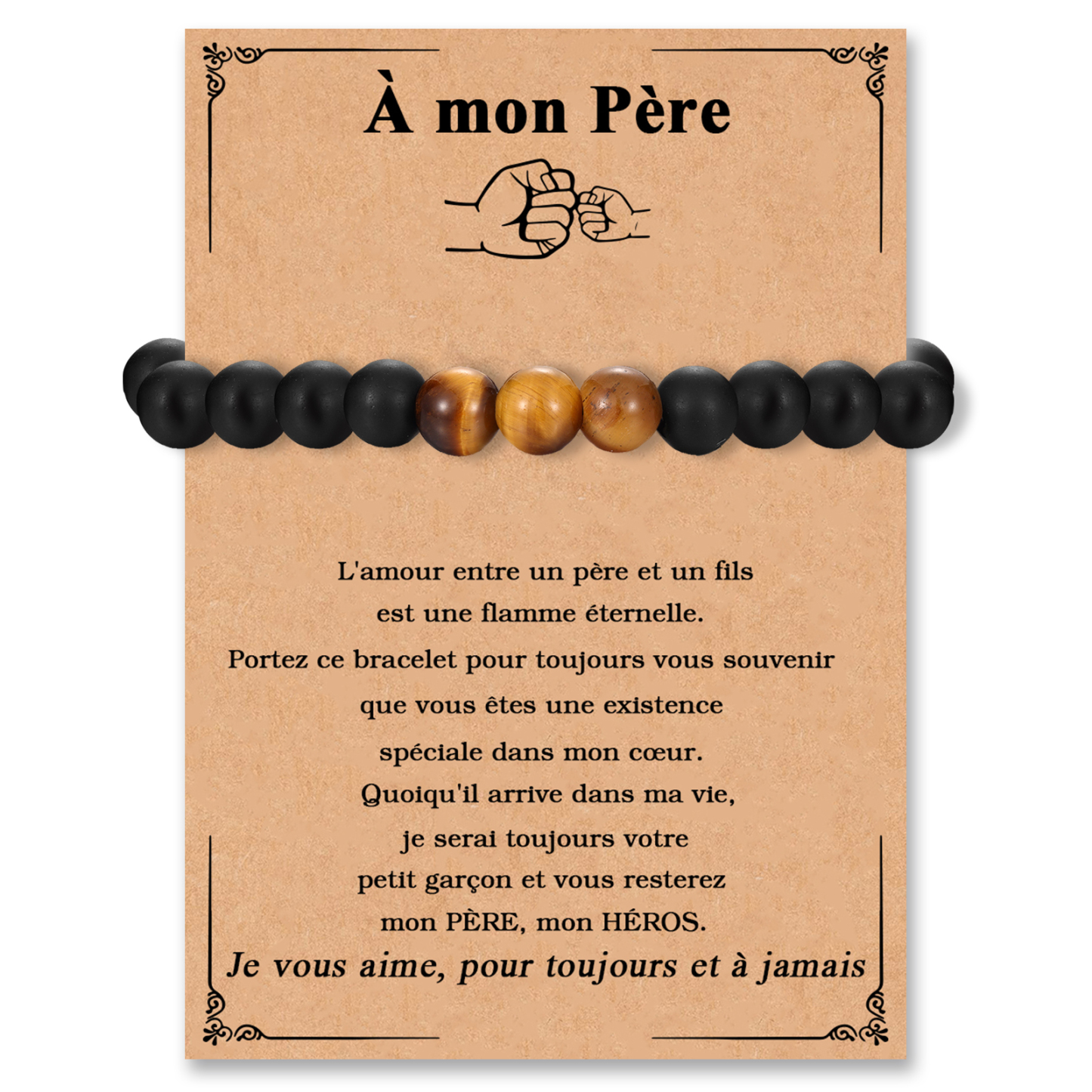 Bracelet 1 Prénom Personnalisé Pierres Oeil de Tigre Brun Bracelet Per