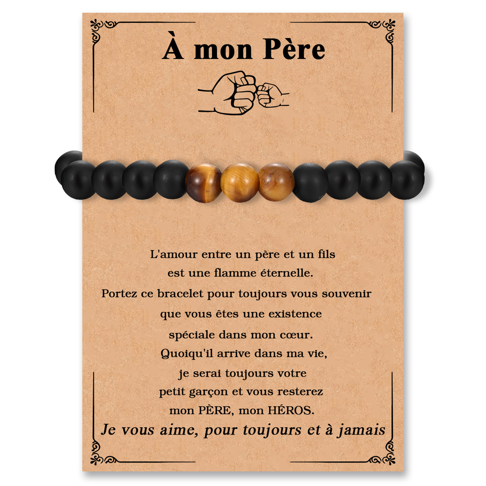 Bracelet 1 Prénom Personnalisé Pierres Oeil de Tigre Brun Bracelet Per