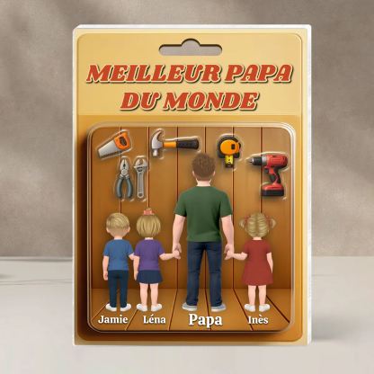 Plaque Acrylique Personnalisée Fête des Pères – « Meilleur Papa du Monde » – Cadeau avec 1-5 Prénoms des Enfants | Jessemade