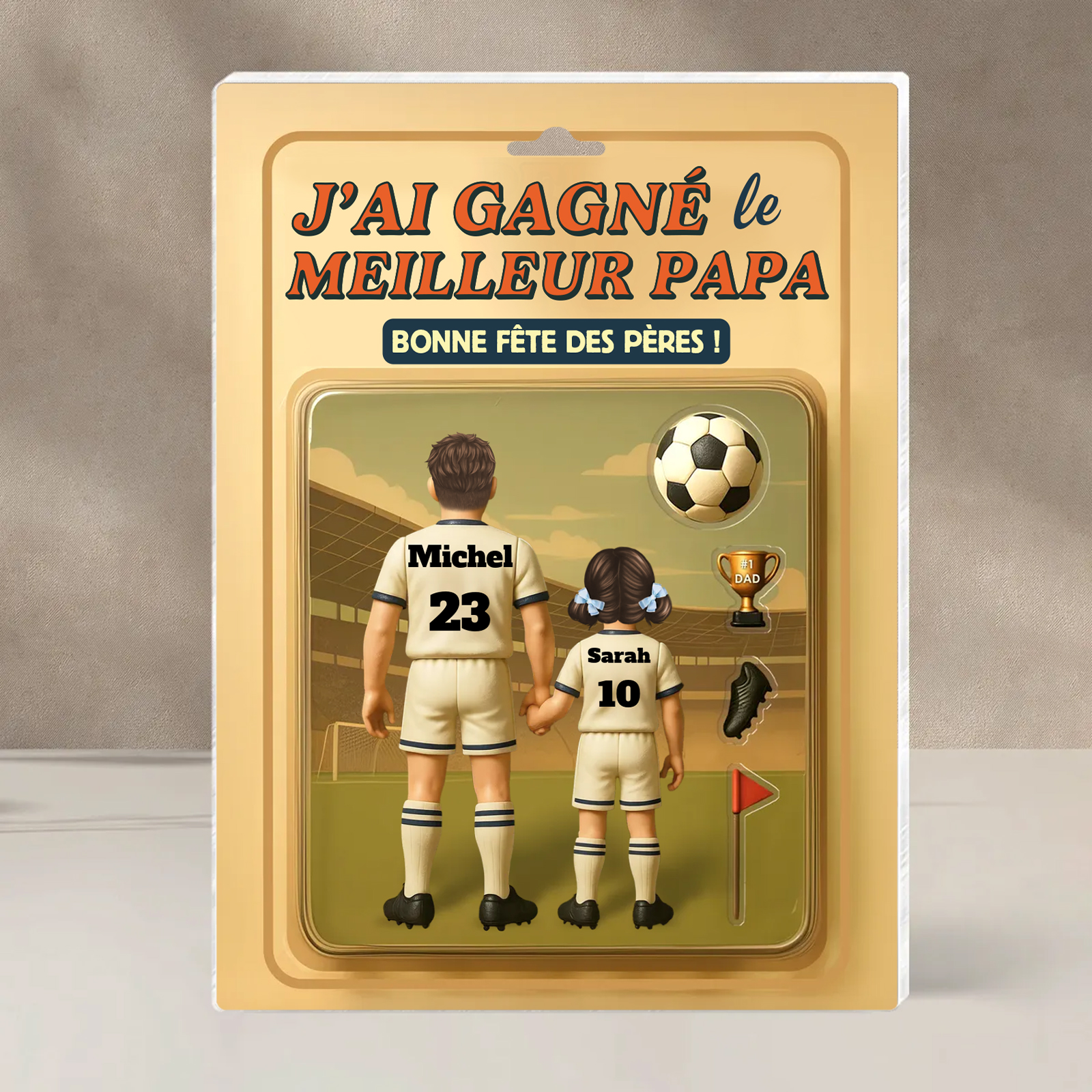 Plaque Acrylique Personnalisée Fête des Pères – «J'ai gagné le meilleure » – Cadeau avec 1-5 Prénoms des Enfants | Jessemade