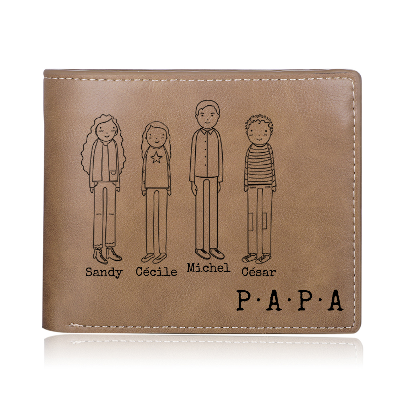 Portefeuille Baseball personnalisé avec Prénoms et Message gravé | Cadeau Fête des Pères | Jessemade