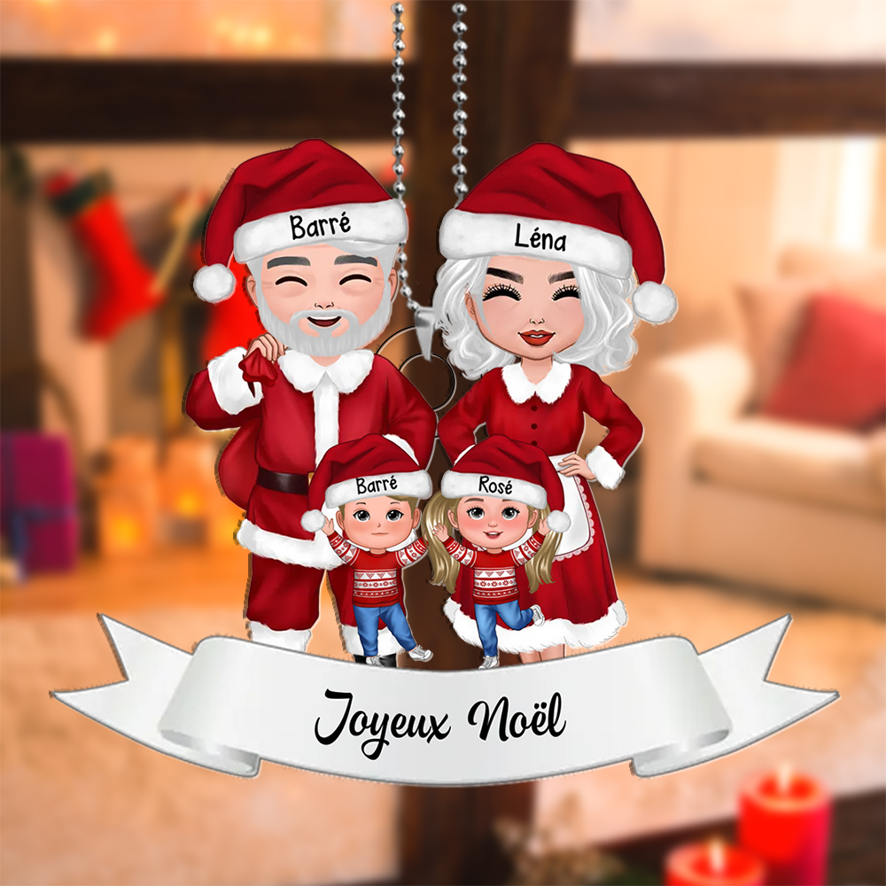 Décoration Sapin Noël Croix ailes et cardinal 2 Prénoms Personnalisés Cadeau pour mamie et papi | Jessemade