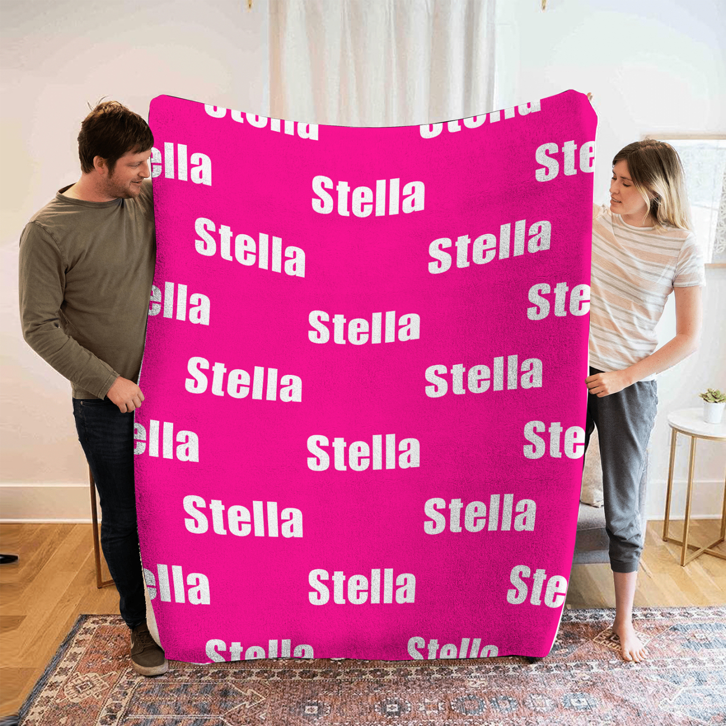 Couverture de Noël la famille sous l'arbre 3-6 Prénoms Personnelisés C