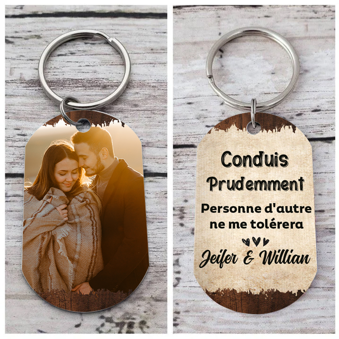 Porte-Clés Couple 2 Prénoms et Photo Personnalisés Cadeau pour couple