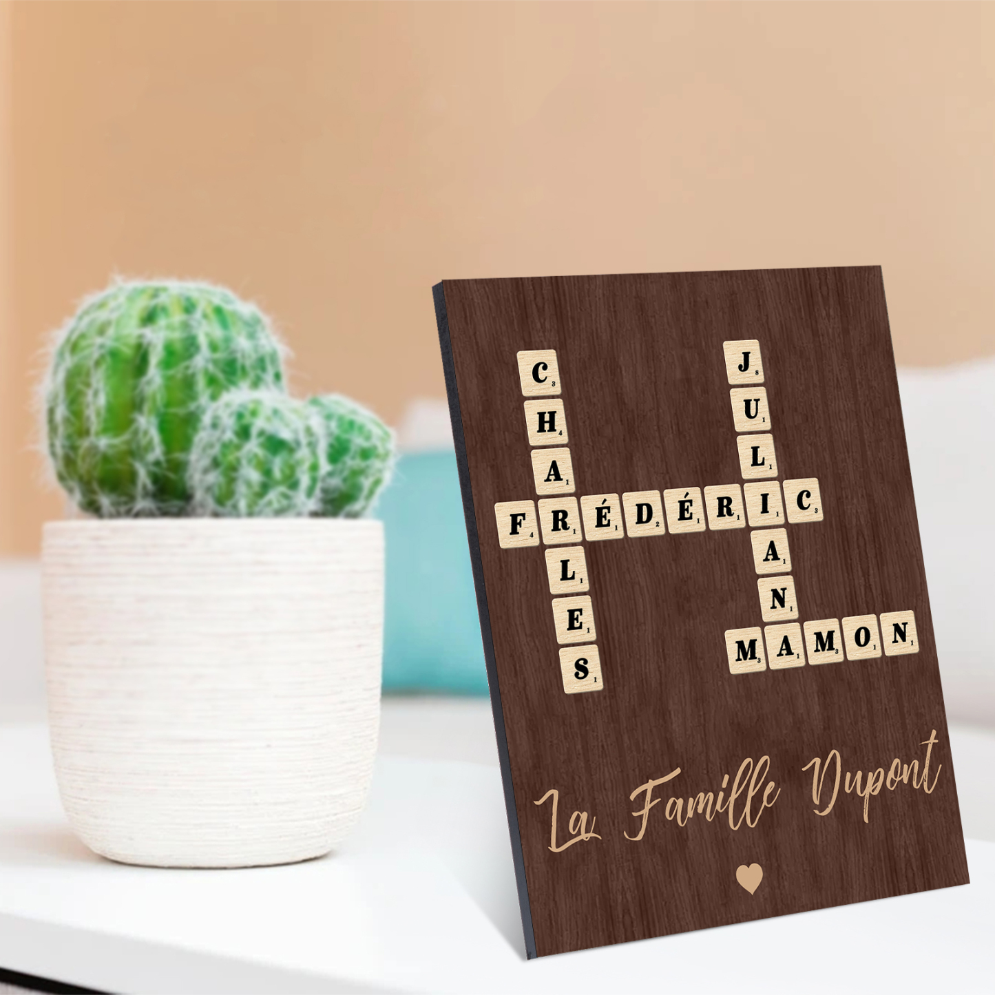 Cadre en Bois Arbre 3-8 Prénoms Personnalisés Cadeau pour Famille | Jessemade