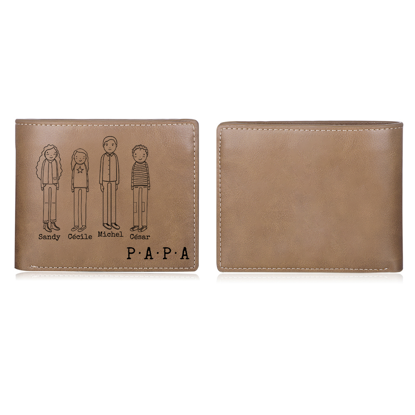 Portefeuille Baseball personnalisé avec Prénoms et Message gravé | Cadeau Fête des Pères | Jessemade