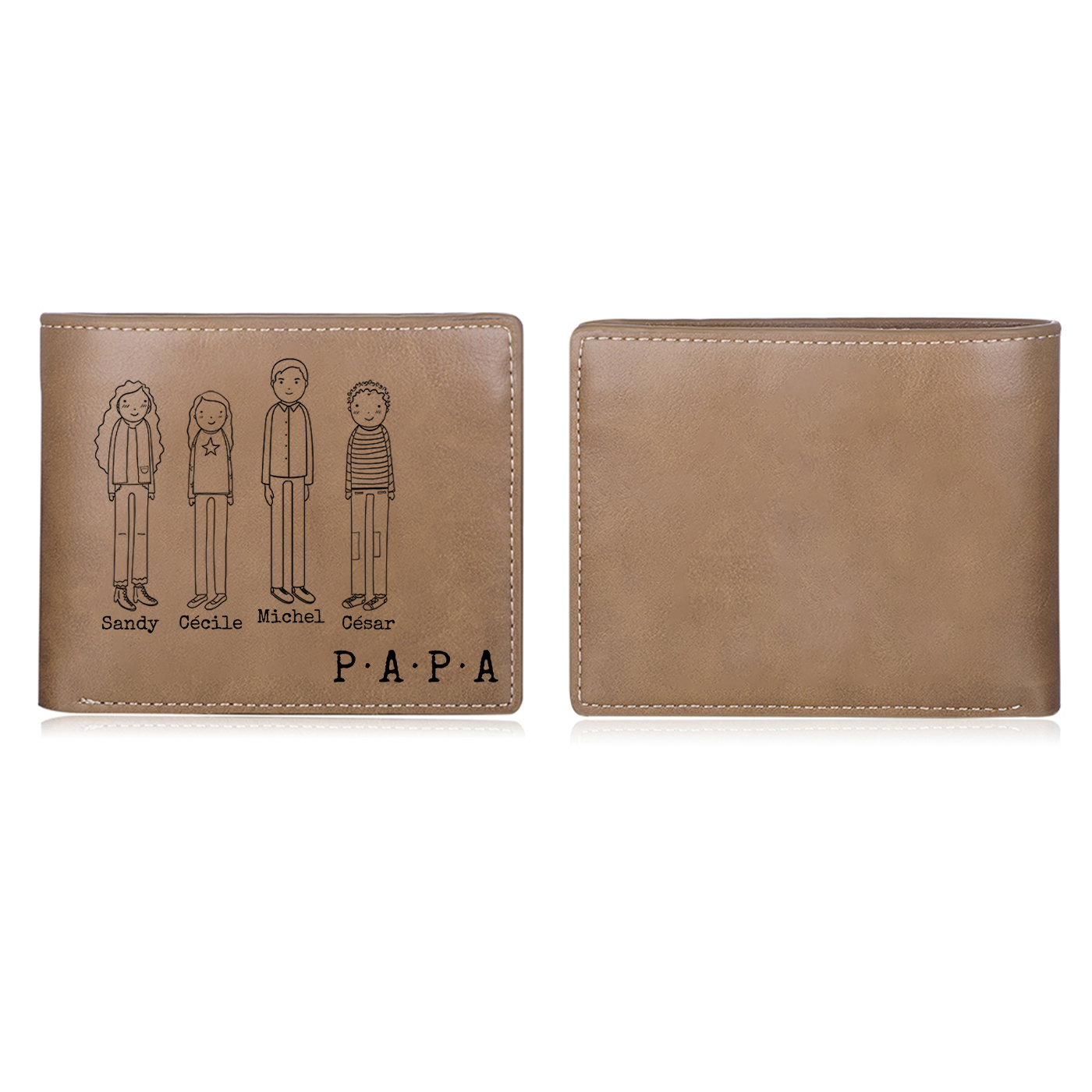 Portefeuille Baseball personnalisé avec Prénoms et Message gravé | Cadeau Fête des Pères | Jessemade