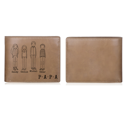 Portefeuille Baseball personnalisé avec Prénoms et Message gravé | Cadeau Fête des Pères | Jessemade