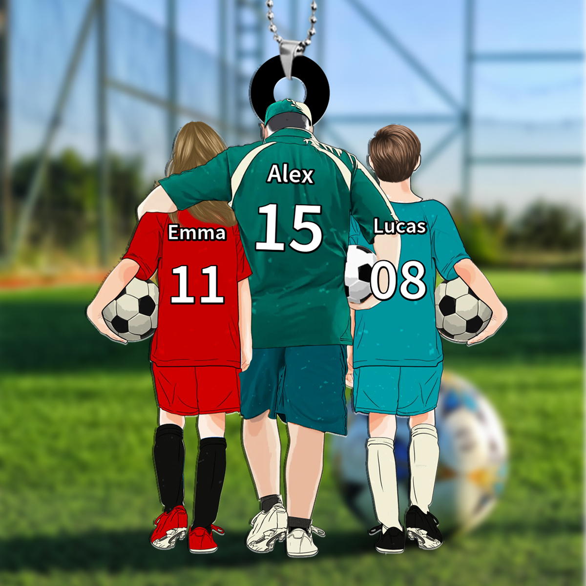[Copy]Porte-Clés Football Personnalisée 1 à 3 Prénoms d’enfants -Cadeau pour Famille | Jessemade