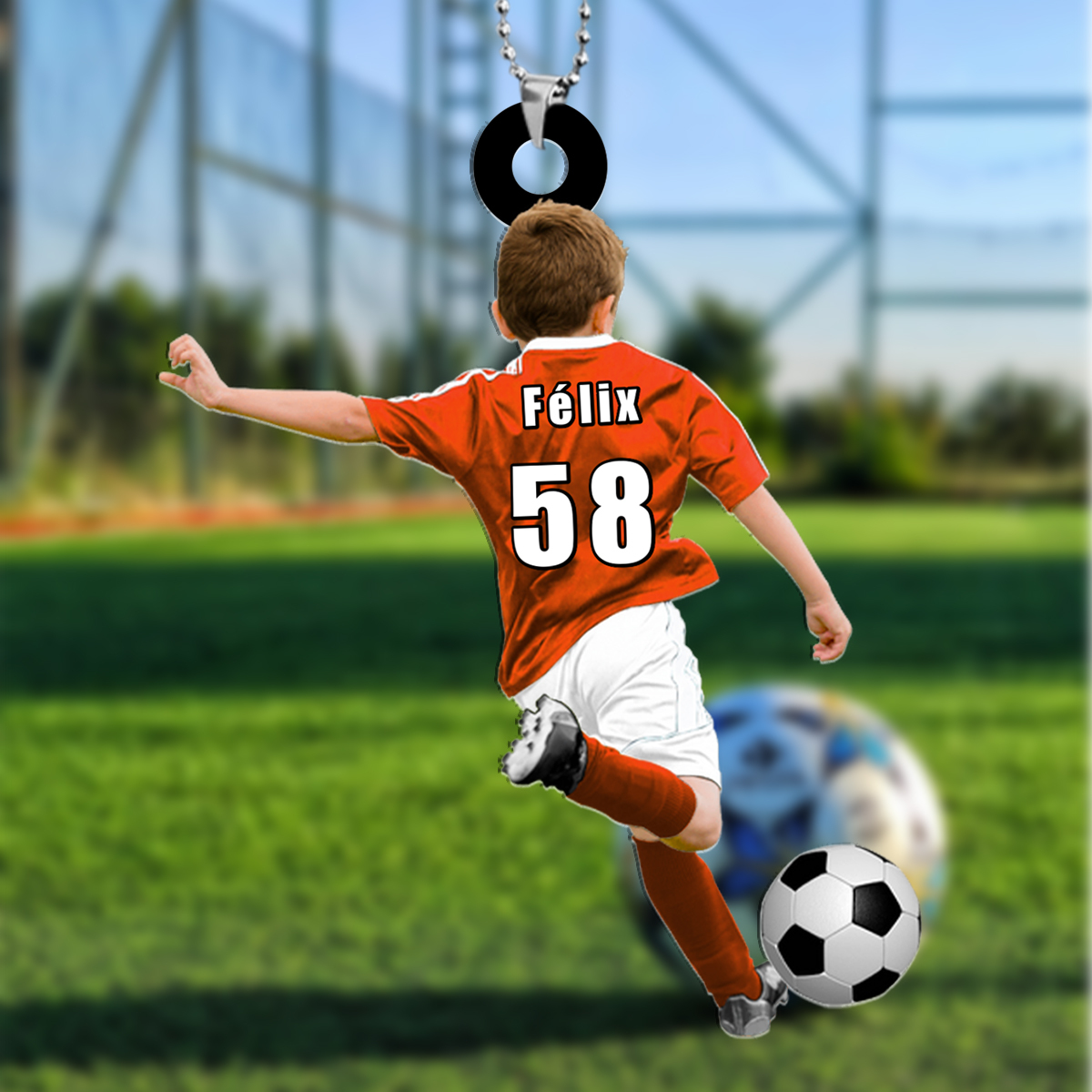 Porte-clés famille personnalisé football avec prénoms enfants | Jessemade