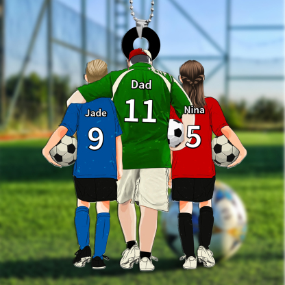 🔥Cadeau Papa -Porte-Clés Football Personnalisée 2 Prénoms d’enfants et 1 Prénom Homme -Cadeau pour Famille | Jessemade