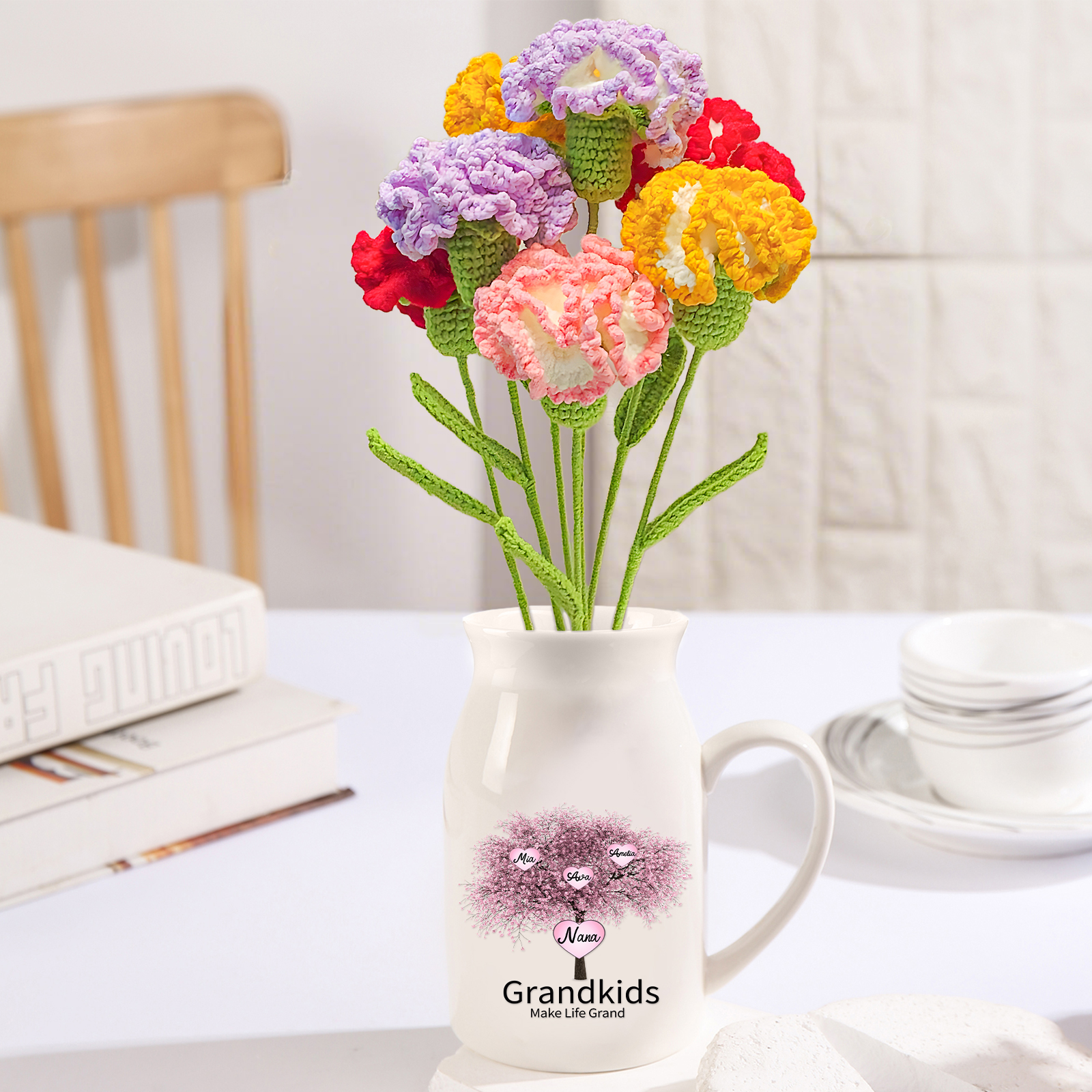 Bouquet de Fleurs au Crochet Fait Main – Roses, Tulipes ou Œillets en Fil Doux | Jessemade