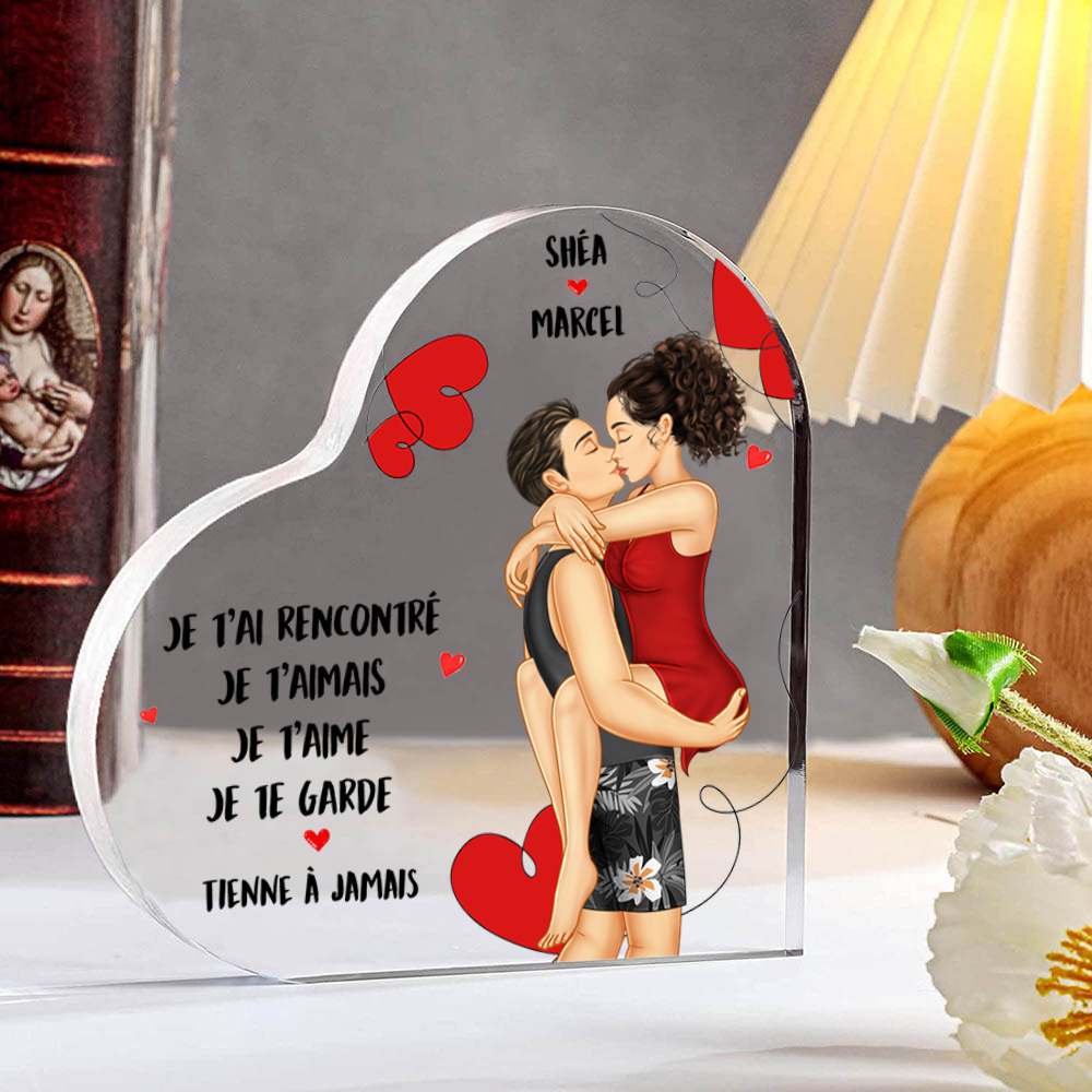 Plaque Acrylique Cœur 2 Prénoms Personnalisés Couple Romantique Cadeua pour couple Saint-Valentin | Jessemade