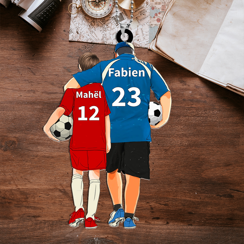 Porte-Clés Acrylique Famille avec 2 Prénoms Personnalisés Cadeau pour père et fils | Jessemade