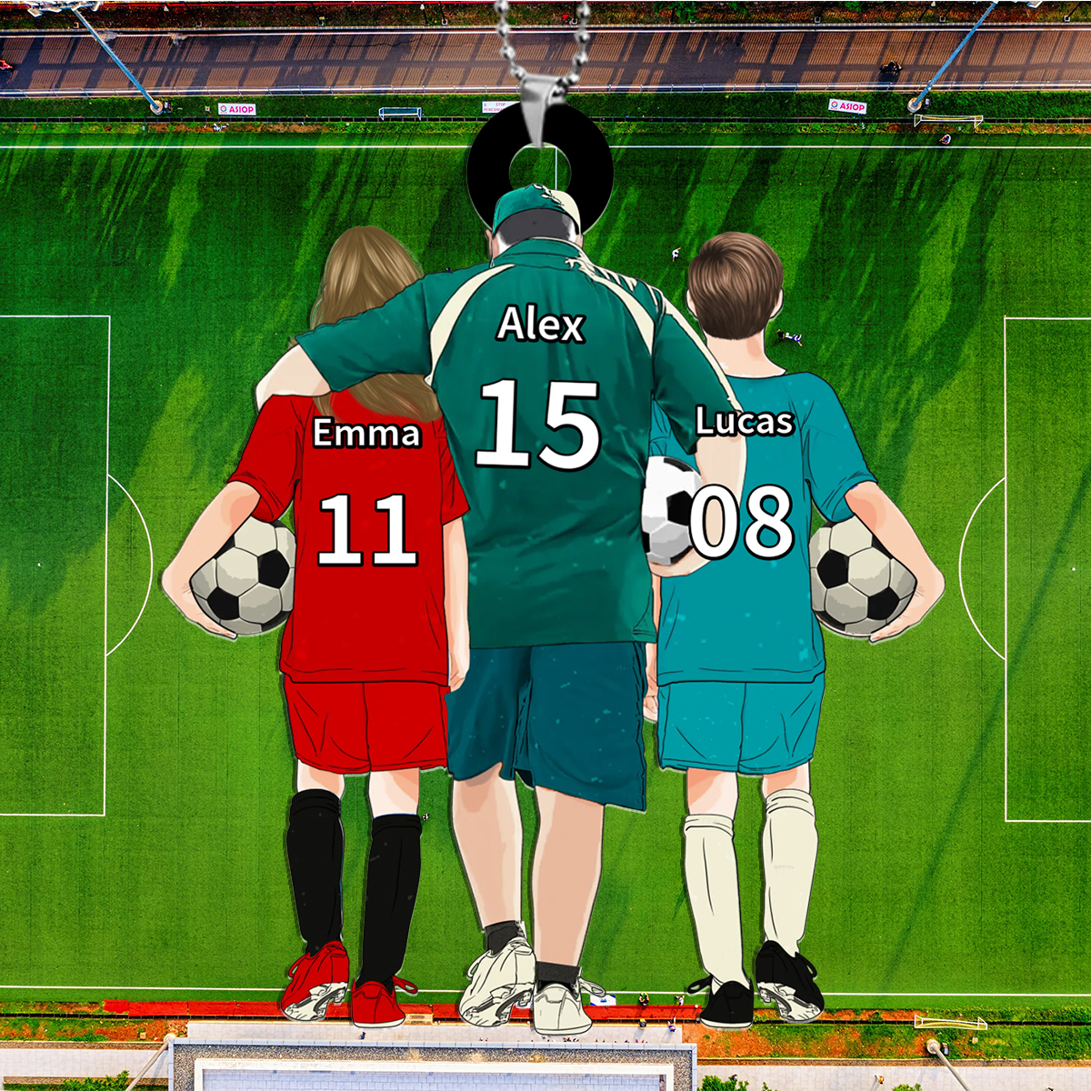 [Copy]Porte-Clés Football Personnalisée 1 à 3 Prénoms d’enfants -Cadeau pour Famille | Jessemade