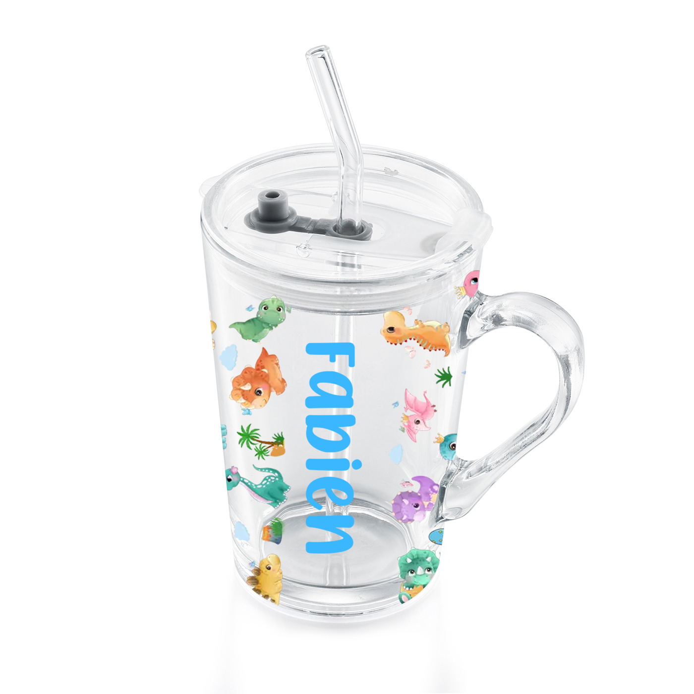 Gobelet Personnalisé avec Prénom et 4 motifs Tasse avec Paille et Couvercle | Cadeau Rentrée Scolaire | Jessemade