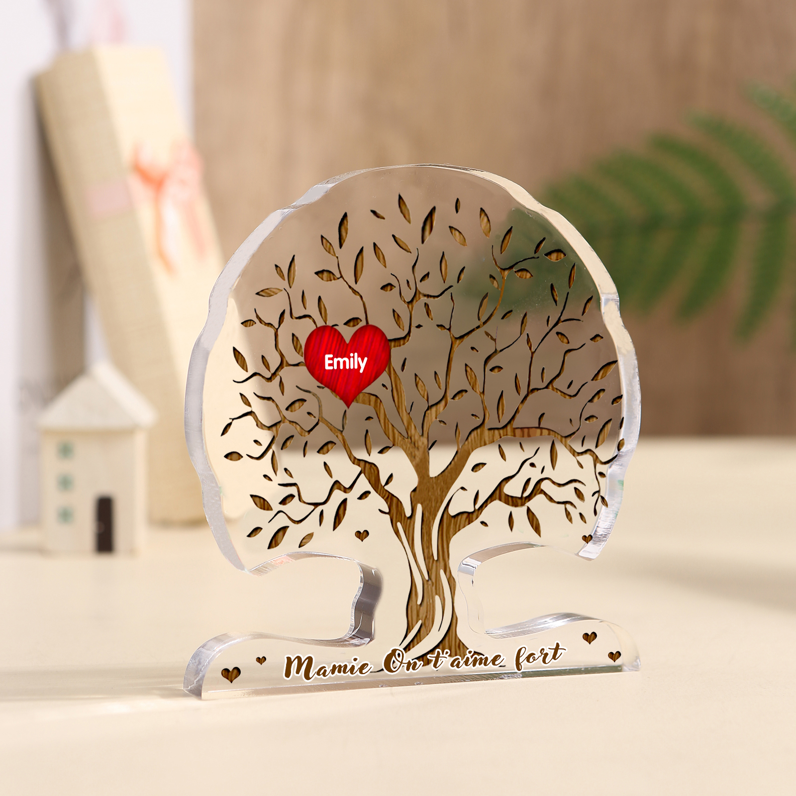 À Mamie - Plaque Acrylique en Forme d'Arbre de Vie Prénom Personnalisé avec Texte Cadeau Famille | Jessemade