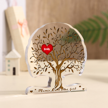 À Mamie - Plaque Acrylique en Forme d'Arbre de Vie Prénom Personnalisé avec Texte Cadeau Famille | Jessemade