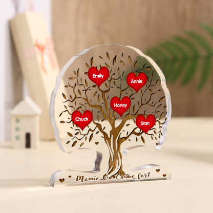 À Mamie - Plaque Acrylique en Forme d'Arbre de Vie 5 Prénoms Personnalisés avec Texte Cadeau Famille | Jessemade