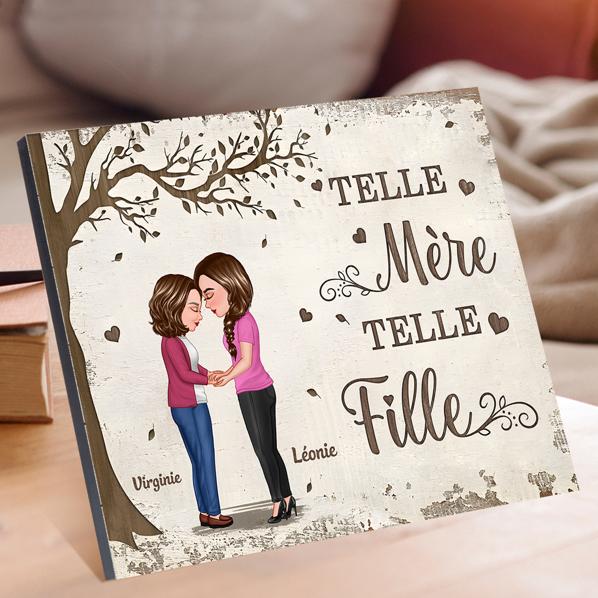 À Mamie - Cadre en Bois Prénoms Personnalisés avec Illustrations Cadeau pour Mamie | Jessemade