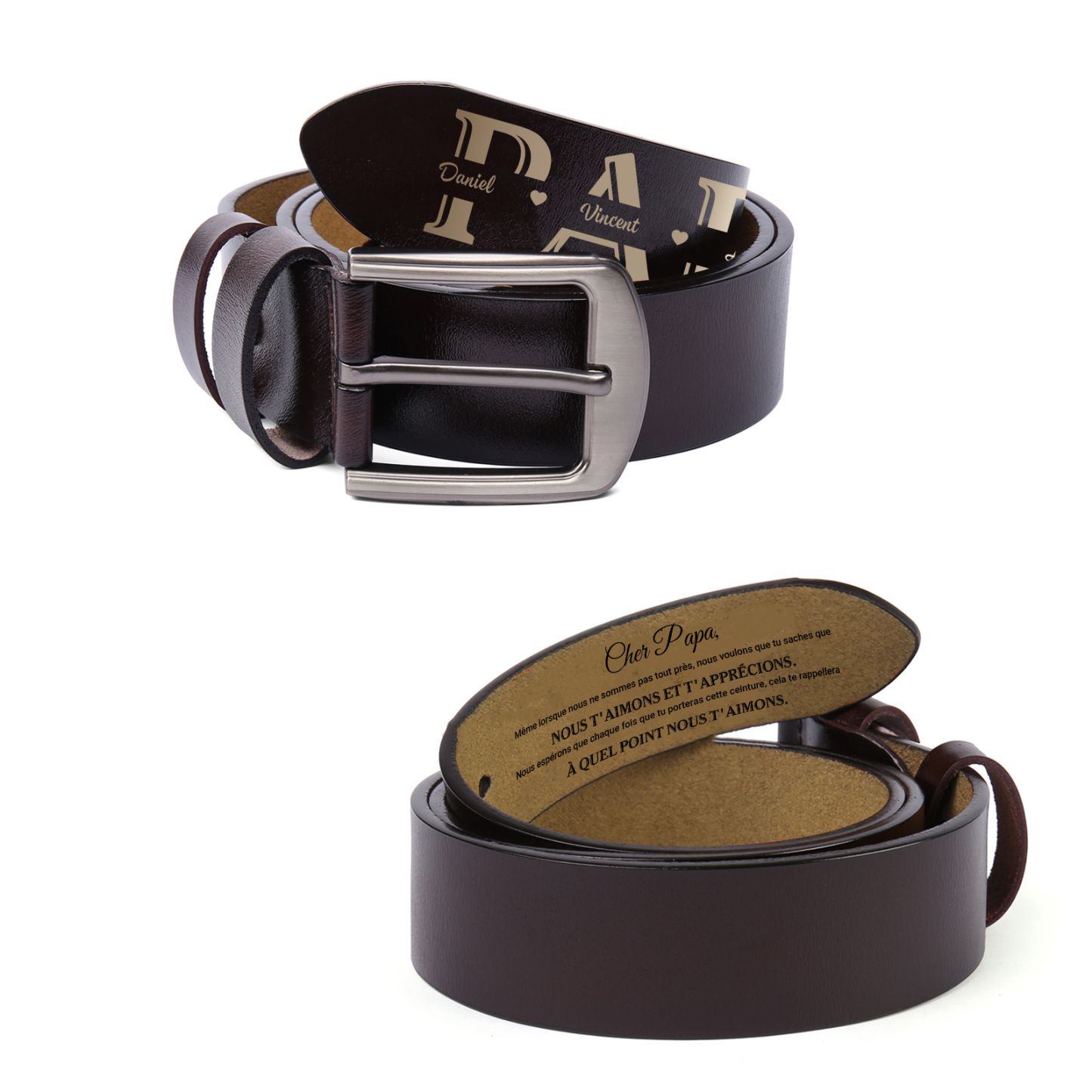 À mon Père - Ceinture en Cuir 1-6 Prénoms Personnalisés Cadeau pour Homme | Jessemade